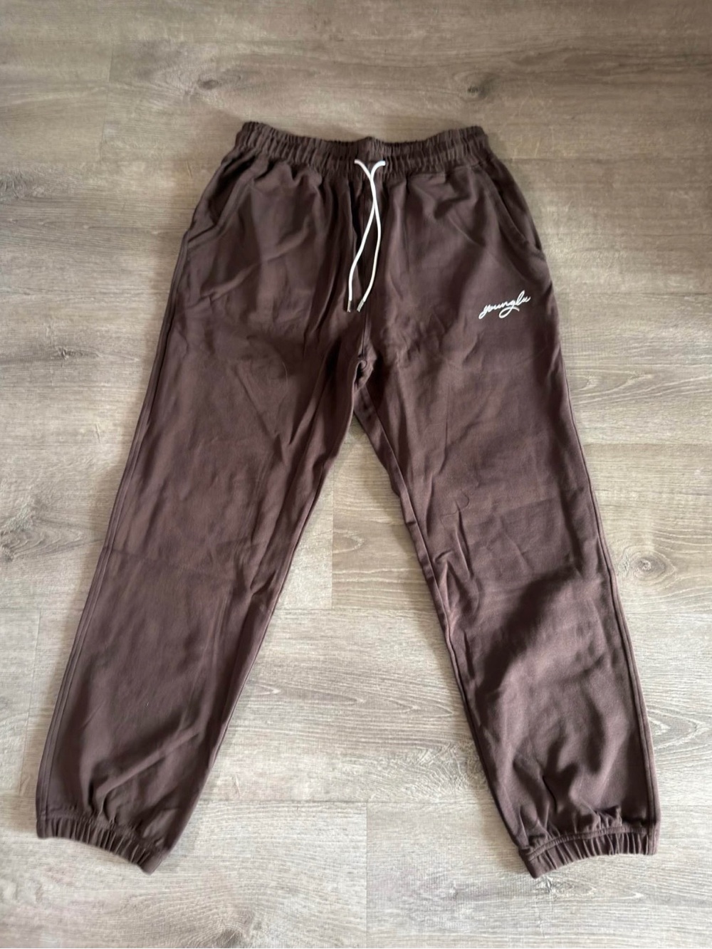 YoungLA Dark Brown Jogger Sweatpants with White Drawstring